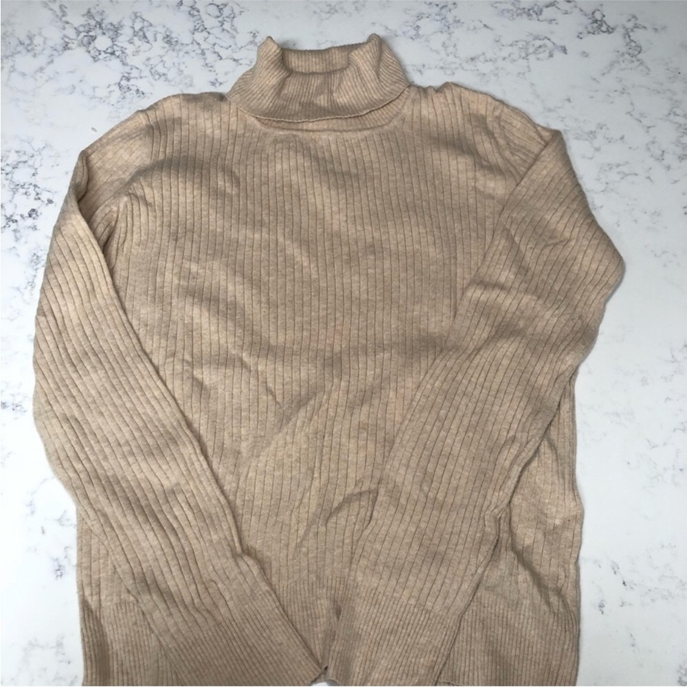 Indigo Beige Turtleneck Sweater Basics Size Large Women’s